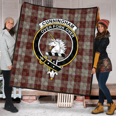 Cunningham Burgundy Dancers Tartan Crest Quilt