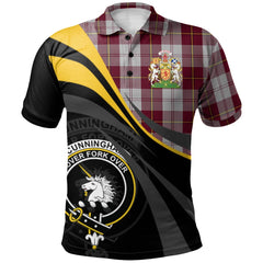 Cunningham Dress Burgundy (Dance) Tartan Polo Shirt - Royal Coat Of Arms Style