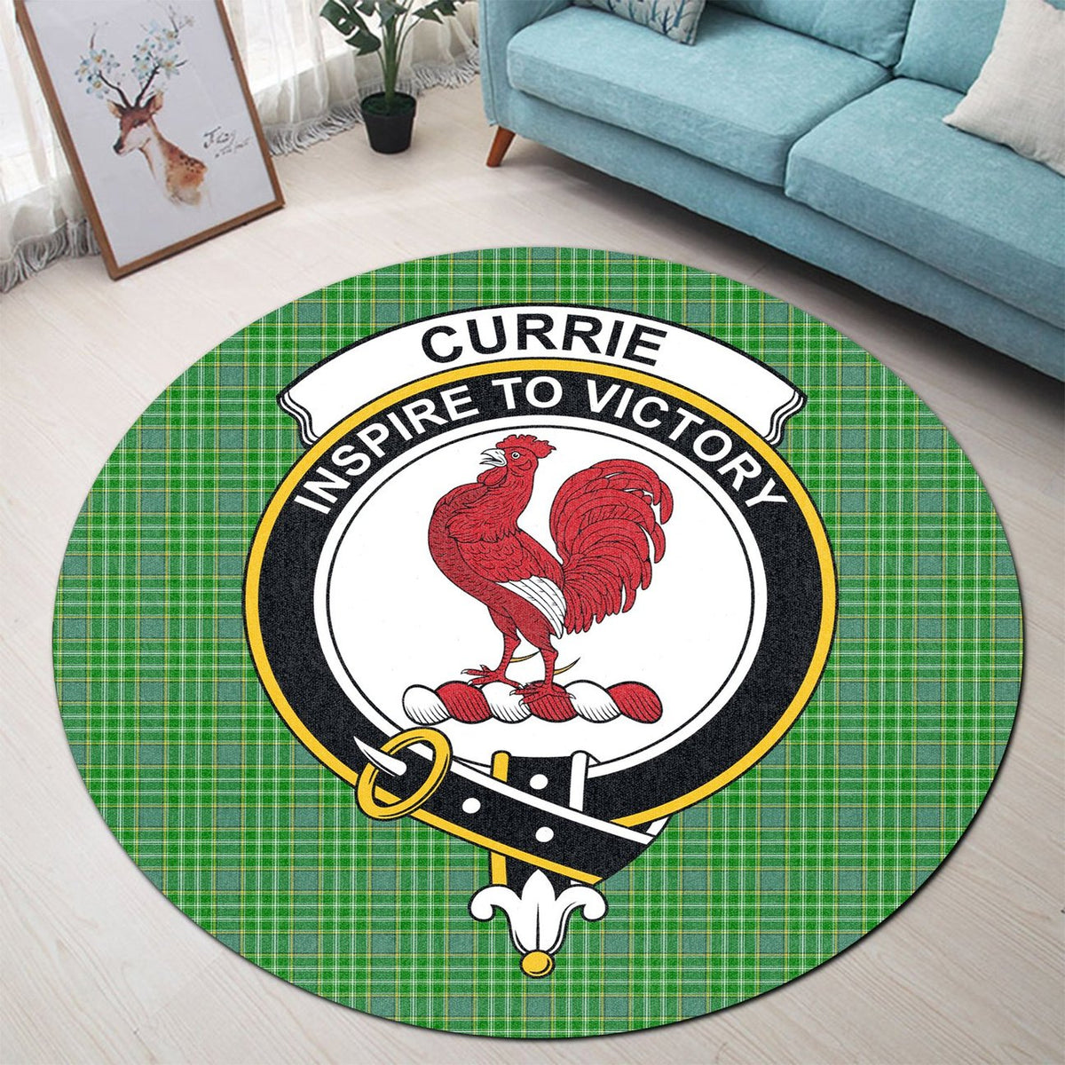 Currie Tartan Crest Round Rug