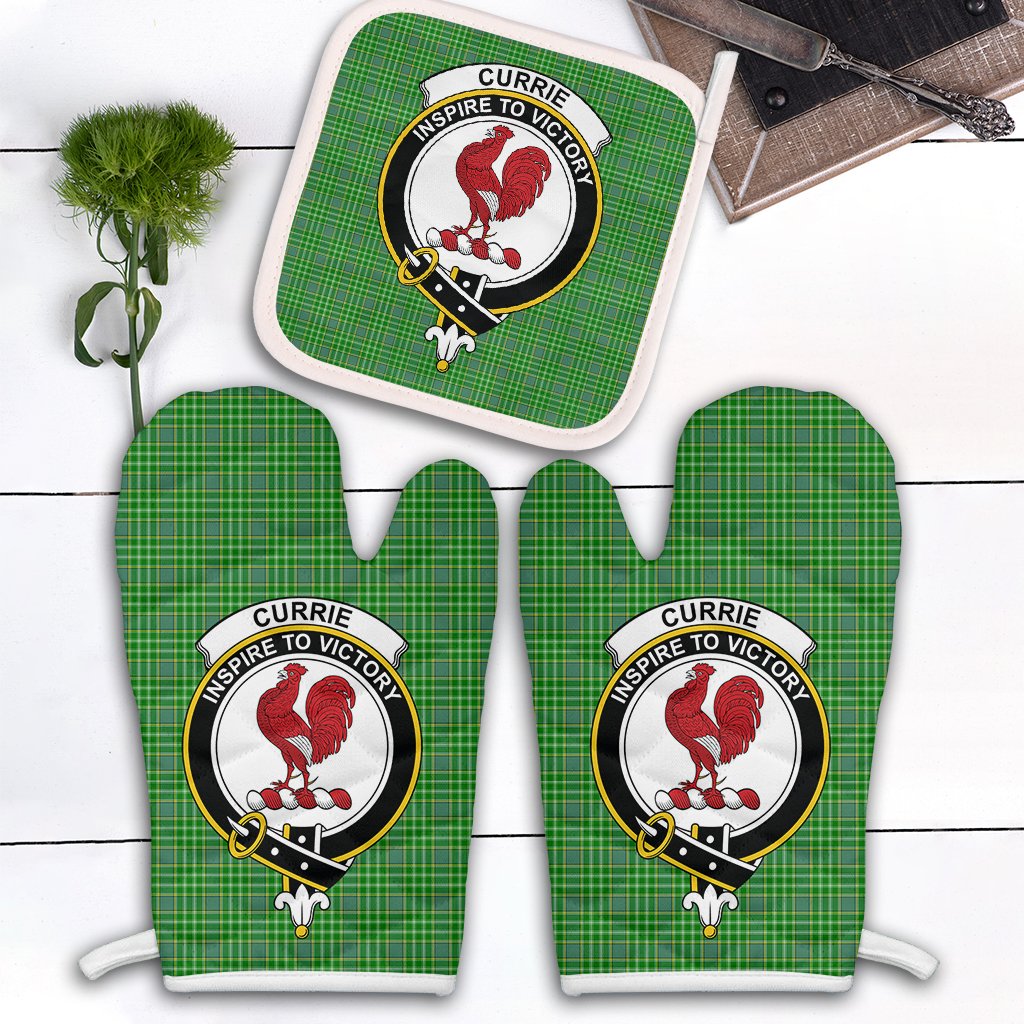 Currie Tartan Crest Oven Mitt And Pot Holder (2 Oven Mitts + 1 Pot Holder)