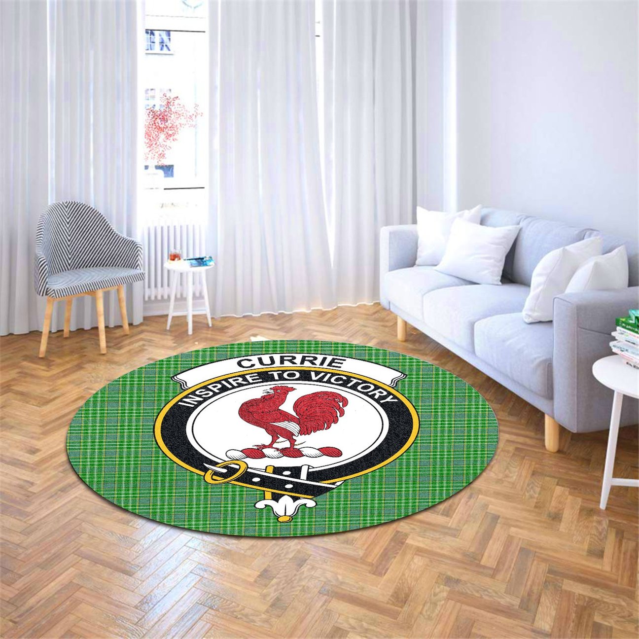 Currie Tartan Crest Round Rug