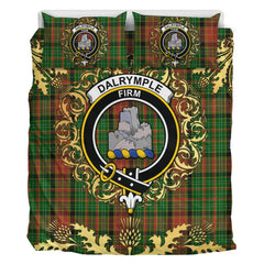 Dalrymple of Castleton 02 Tartan Crest Bedding Set - Golden Thistle Style