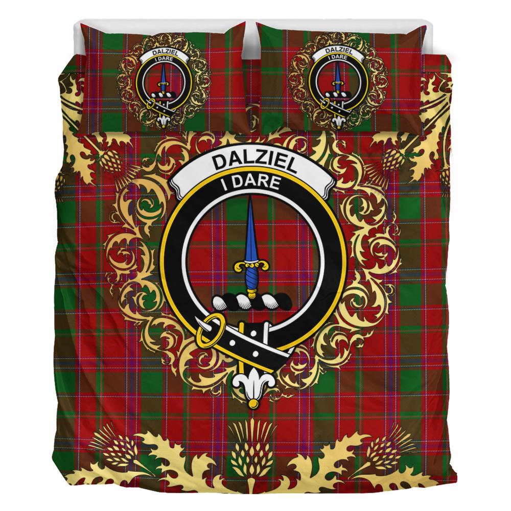 Dalziel 02 Tartan Crest Bedding Set - Golden Thistle Style