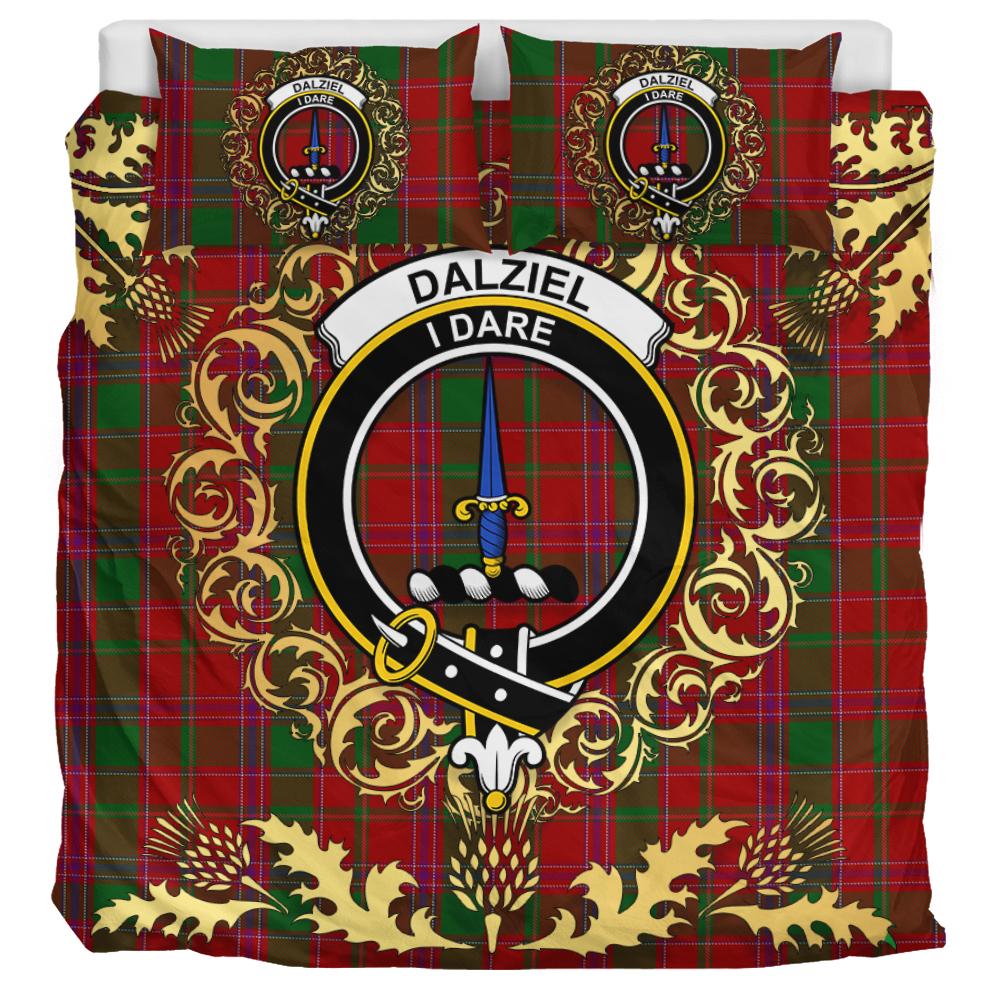 Dalziel 02 Tartan Crest Bedding Set - Golden Thistle Style
