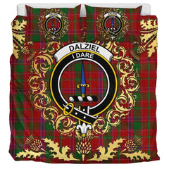 Dalziel 02 Tartan Crest Bedding Set - Golden Thistle Style