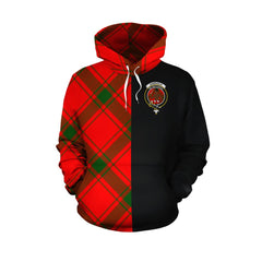 Darroch Tartan Hoodie Half of Me - Cross Style