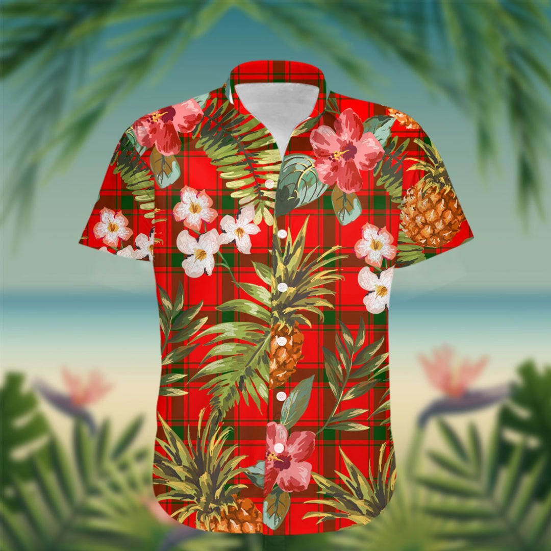 Darroch (Gourock) Tartan Hawaiian Shirt Hibiscus, Coconut, Parrot, Pineapple - Tropical Garden Shirt