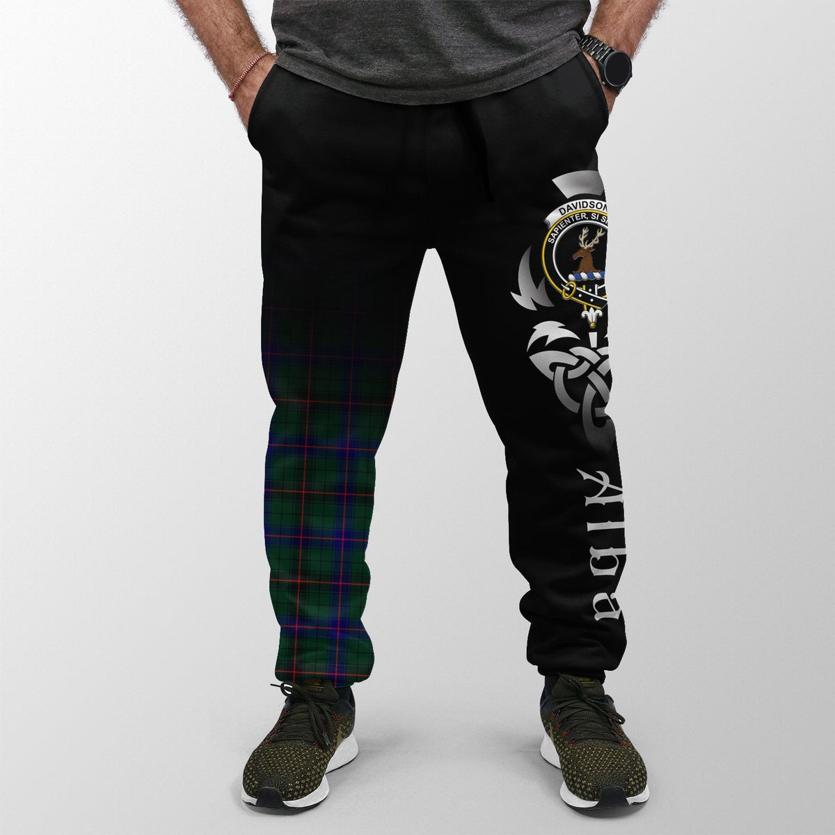 Davidson Modern Tartan Crest Jogger Sweatpants - Alba Celtic Style