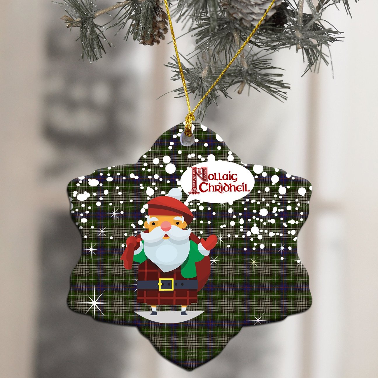 Davidson Tulloch Dress Tartan Christmas Ceramic Ornament - Santa Style