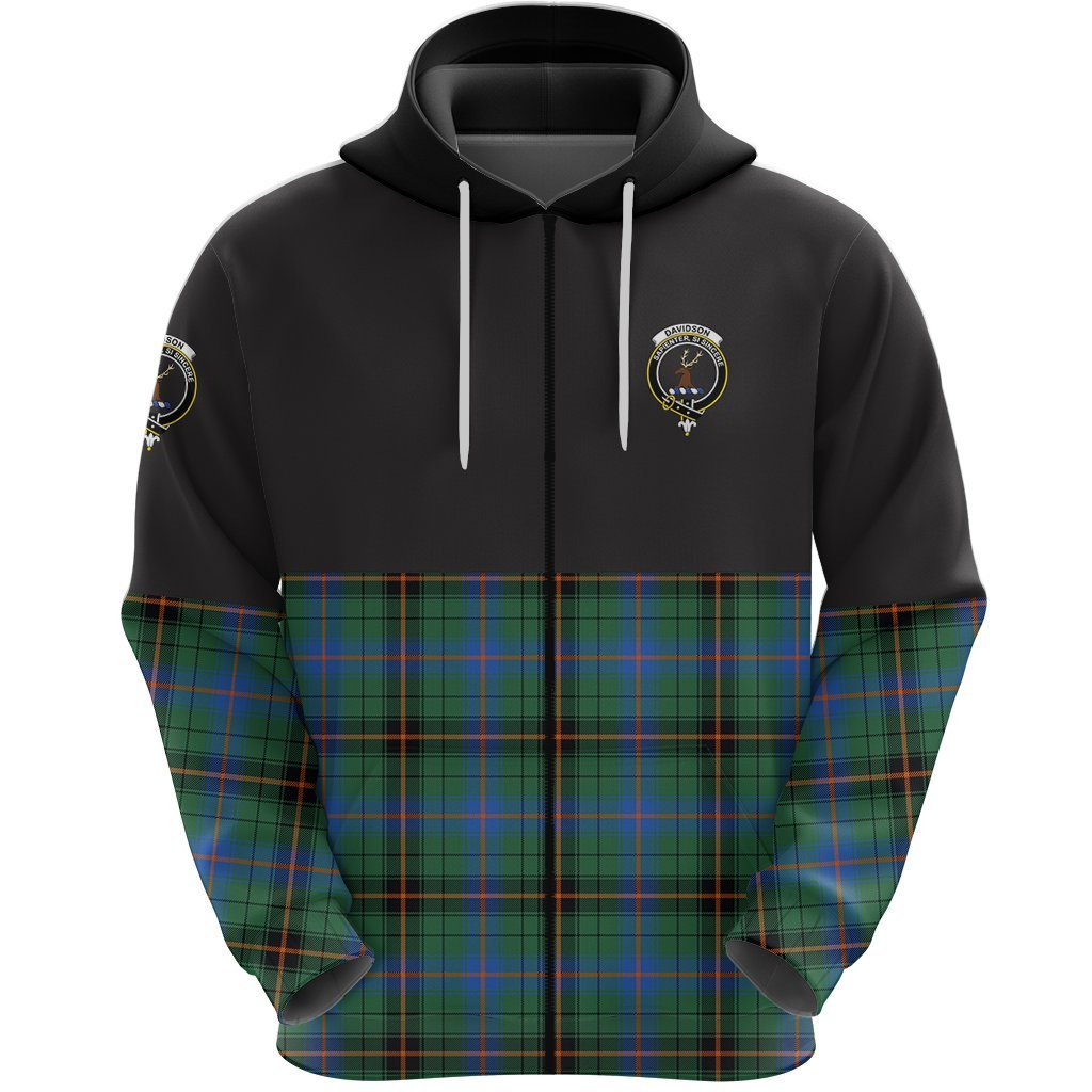 Davidson Ancient Clan Half Of Tartan Zipper Hoodie