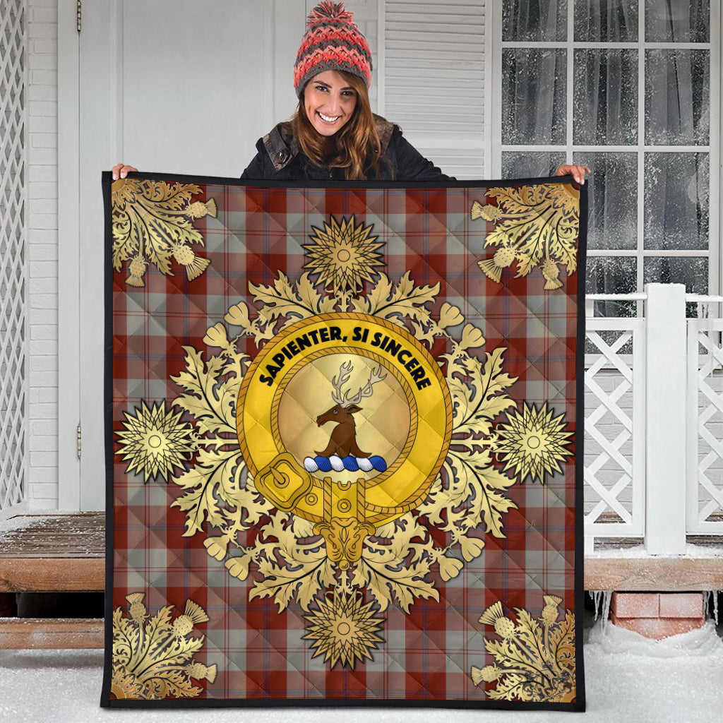 Davidson Dress Dancers Tartan Crest Premium Quilt - Gold Thistle Style