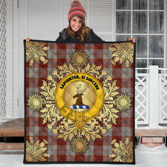 Davidson Dress Dancers Tartan Crest Premium Quilt - Gold Thistle Style