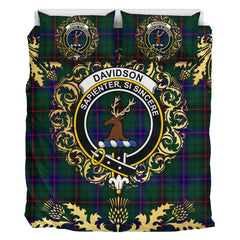 Davidson Modern Tartan Crest Bedding Set - Golden Thistle Style