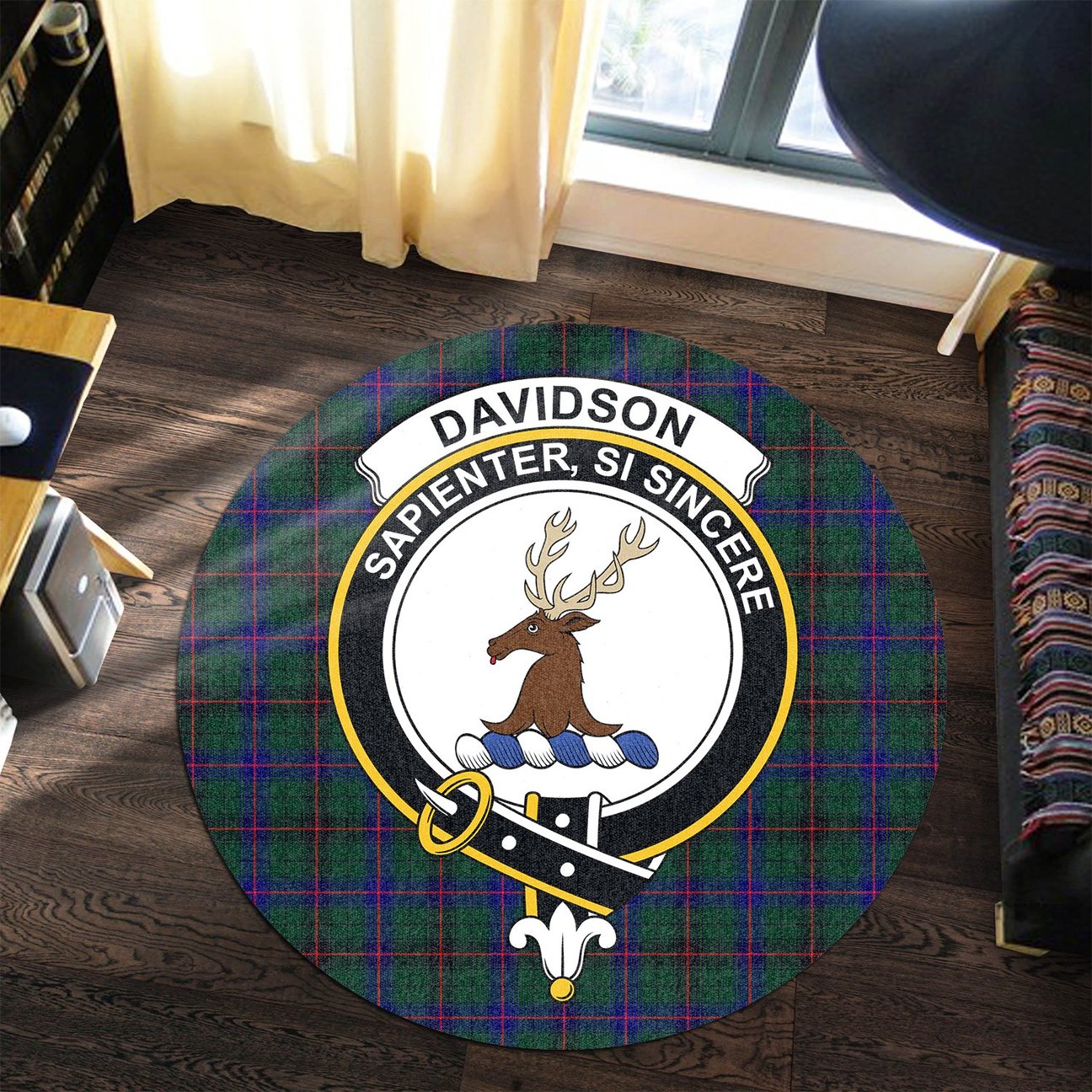 Davidson Modern Tartan Crest Round Rug