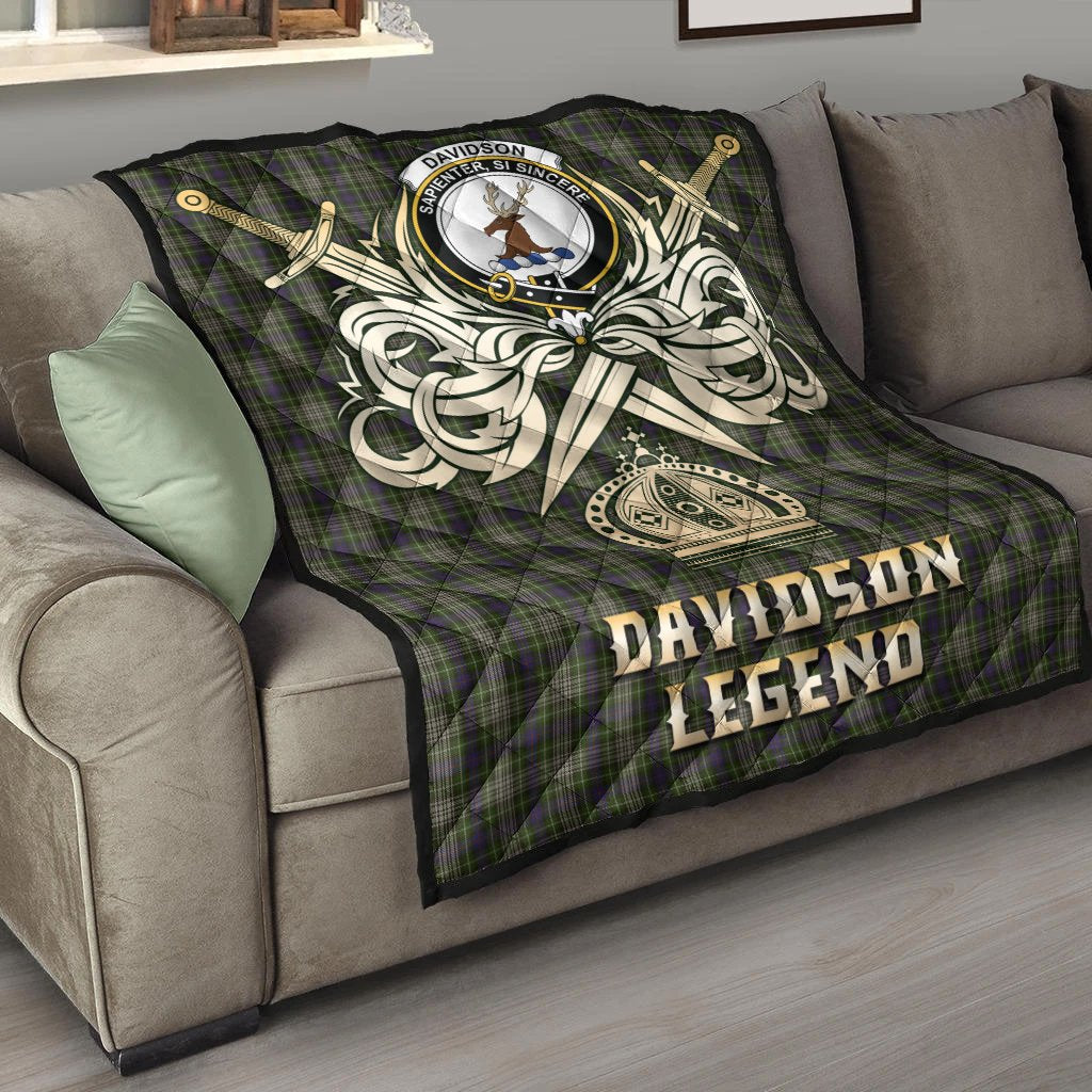 Davidson Tulloch Dress Tartan Crest Legend Gold Royal Premium Quilt