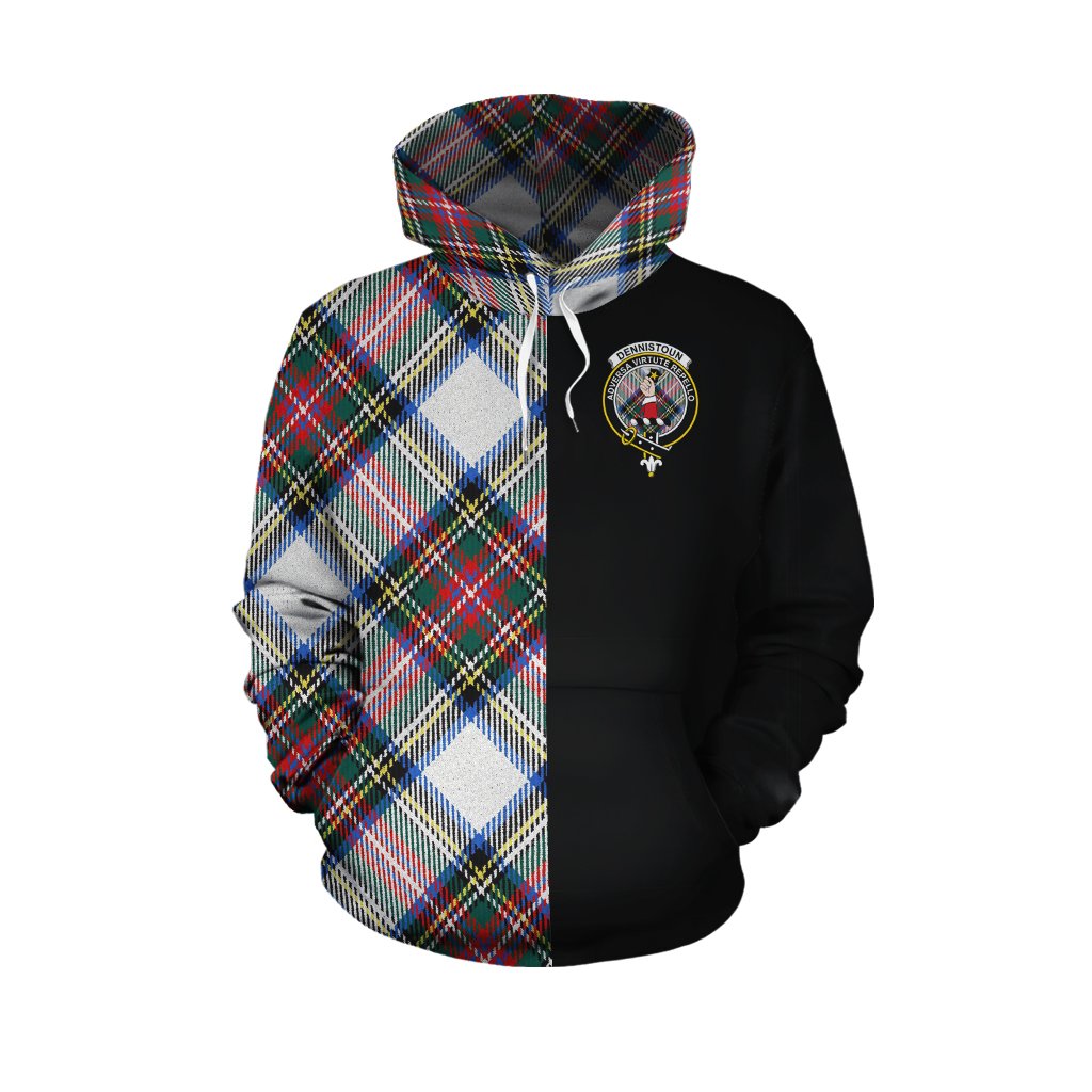 Dennistoun Tartan Hoodie Half of Me - Cross Style