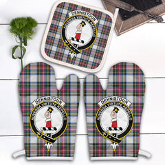 Dennistoun Tartan Crest Oven Mitt And Pot Holder (2 Oven Mitts + 1 Pot Holder)