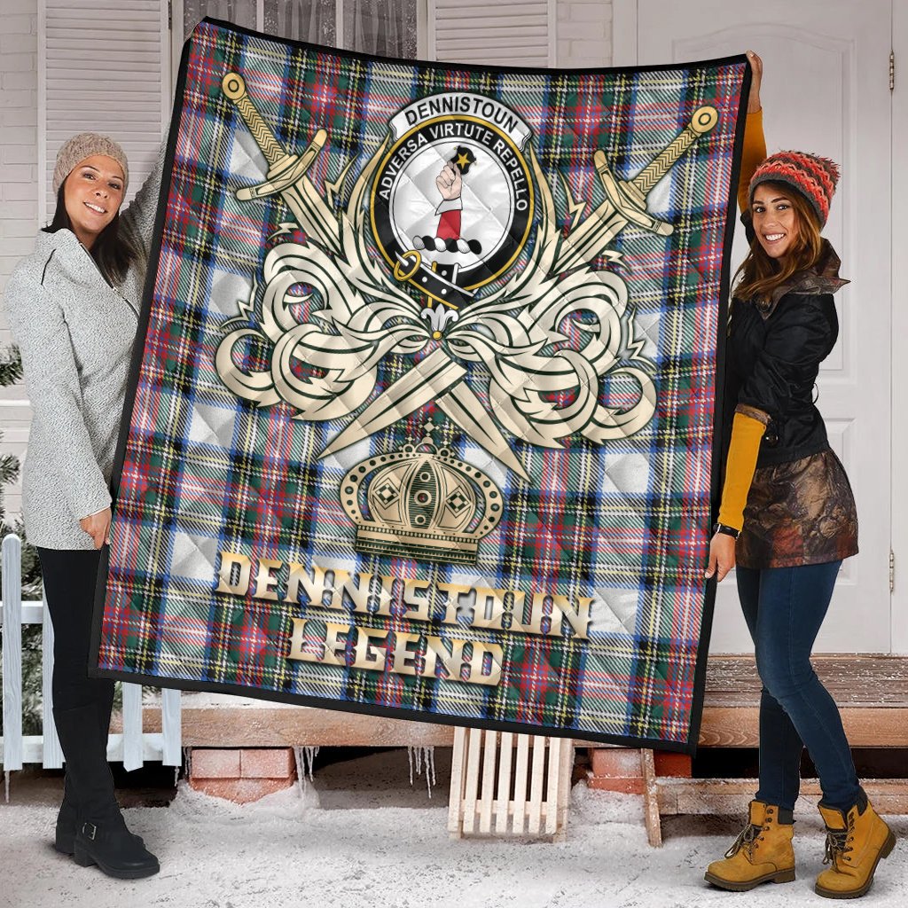 Dennistoun Tartan Crest Legend Gold Royal Premium Quilt