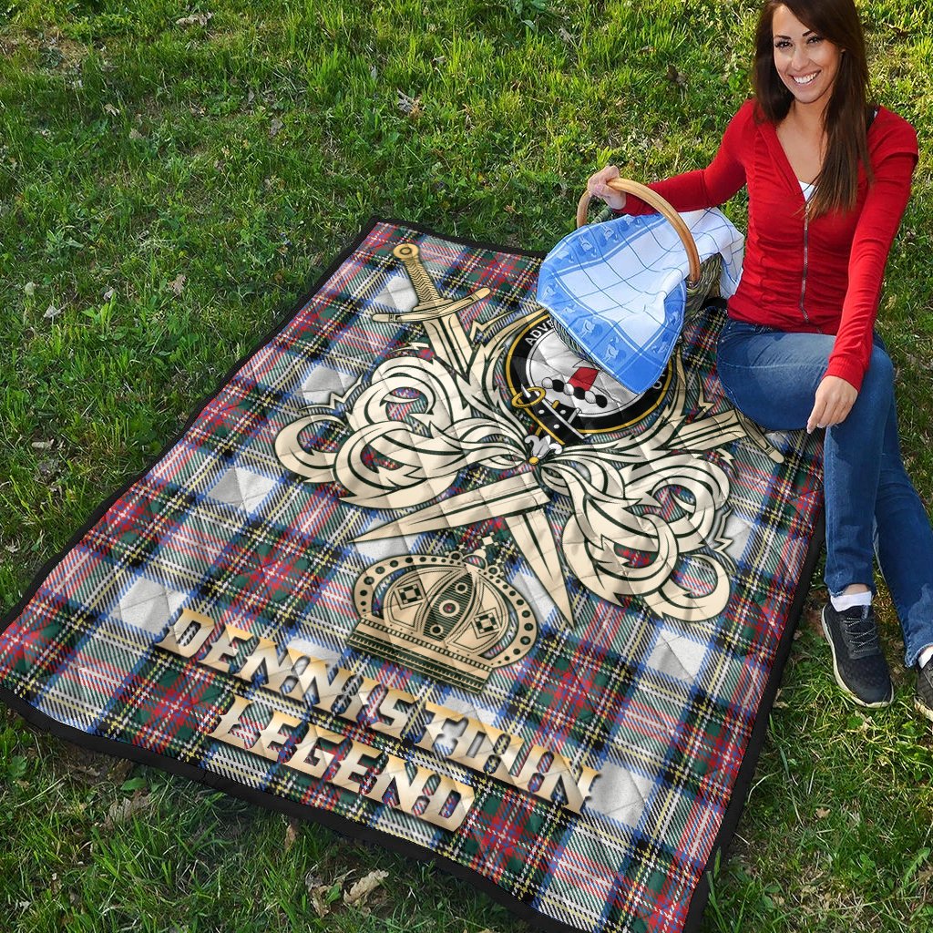 Dennistoun Tartan Crest Legend Gold Royal Premium Quilt