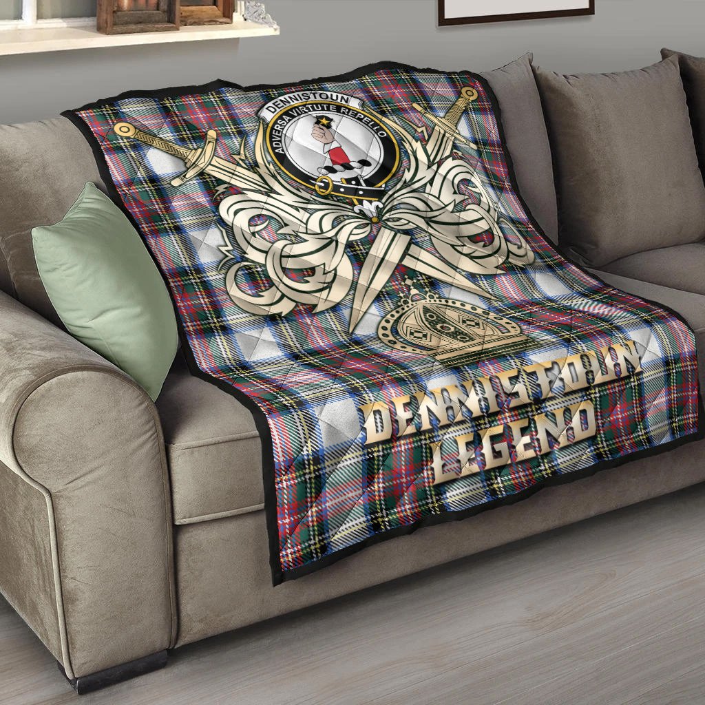 Dennistoun Tartan Crest Legend Gold Royal Premium Quilt