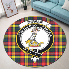 Dewar Tartan Crest Round Rug