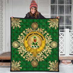 Don Tartan Crest Premium Quilt - Gold Thistle Style