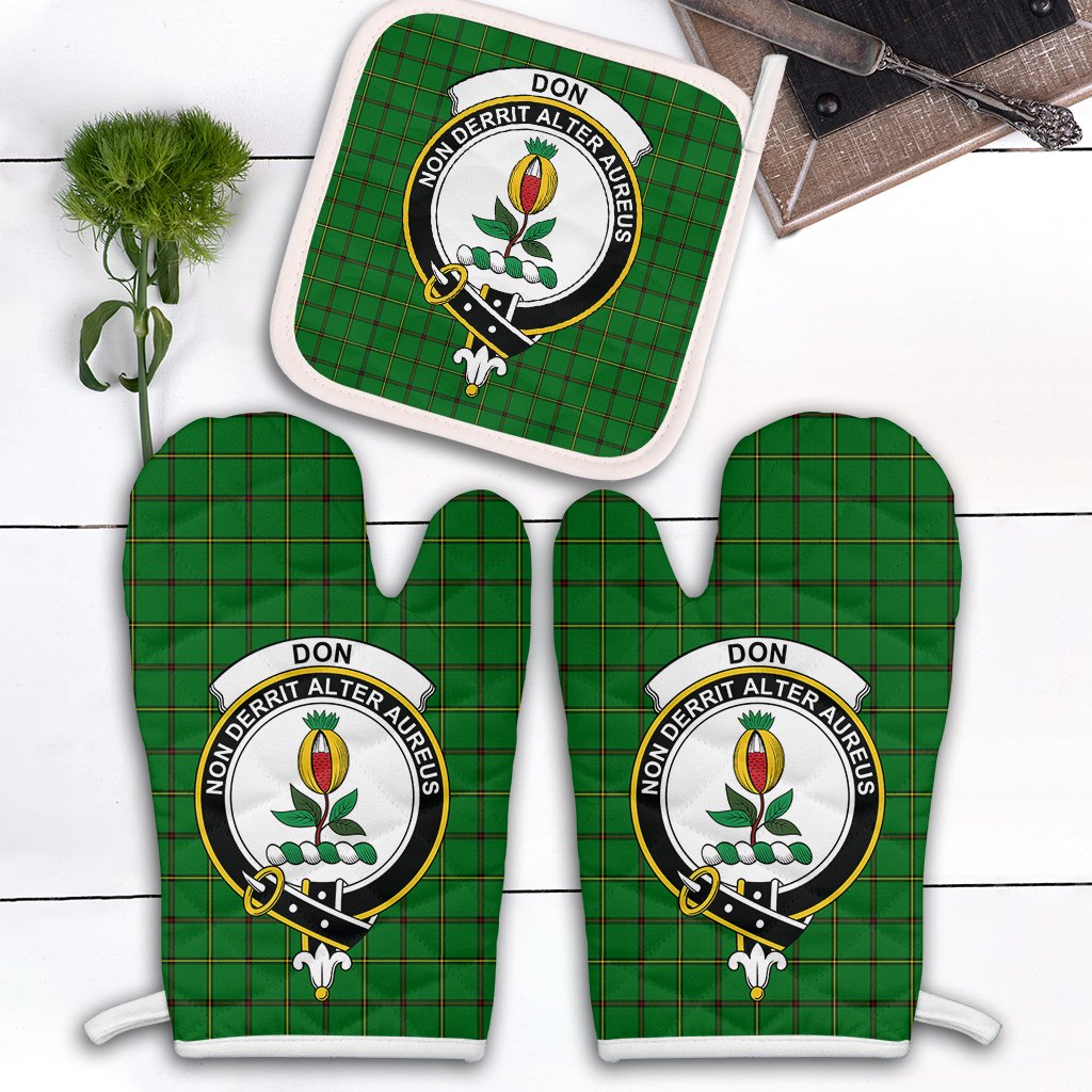 Don Tartan Crest Oven Mitt And Pot Holder (2 Oven Mitts + 1 Pot Holder)