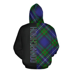 Donnachaidh Tartan Hoodie Half of Me - Cross Style