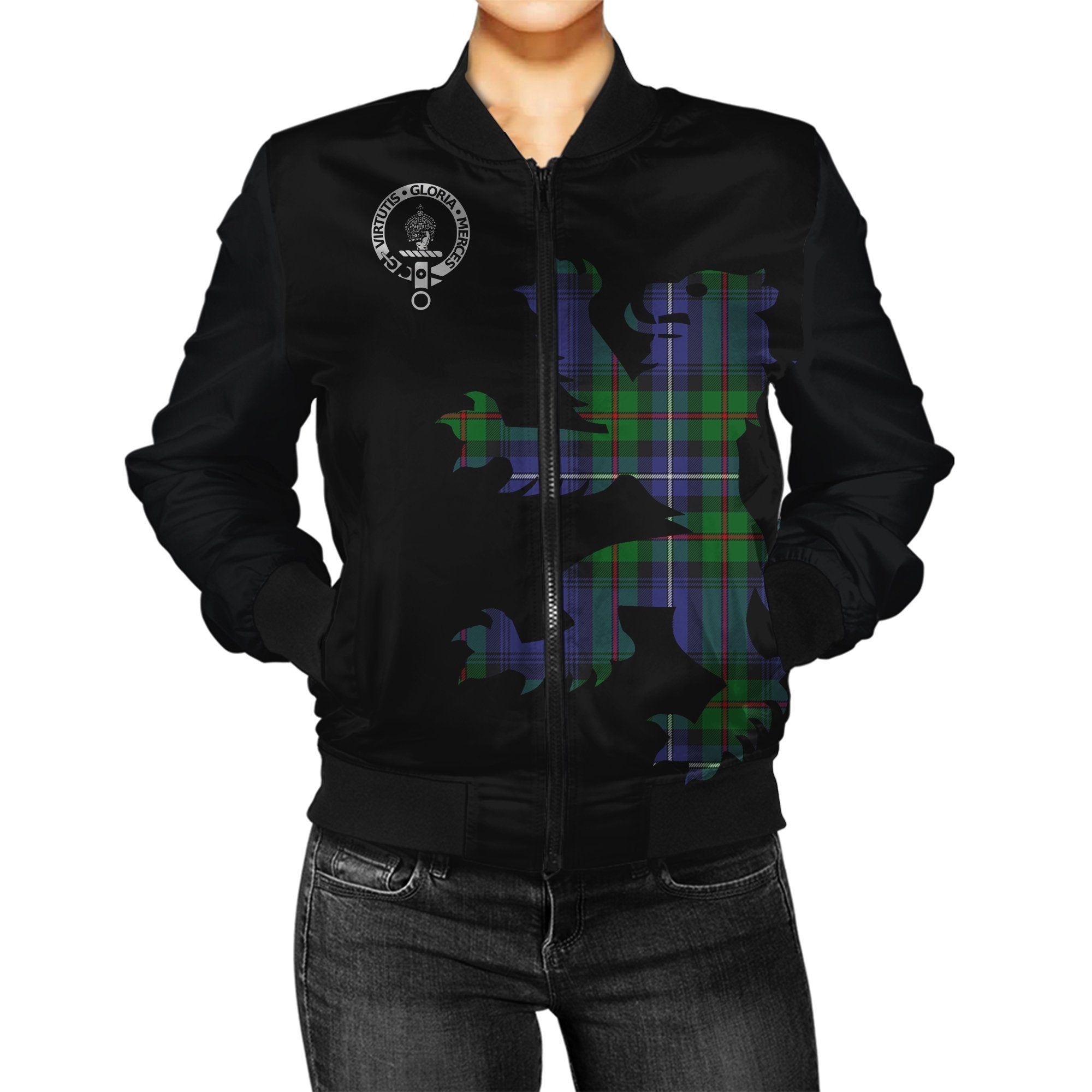 Donnachaidh Tartan Bomber Jacket Lion & Thistle