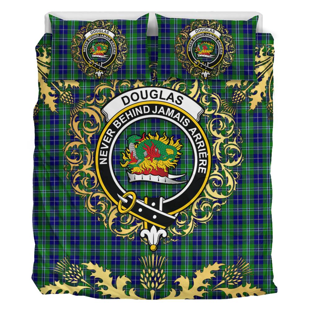 Douglas 01 Tartan Crest Bedding Set - Golden Thistle Style