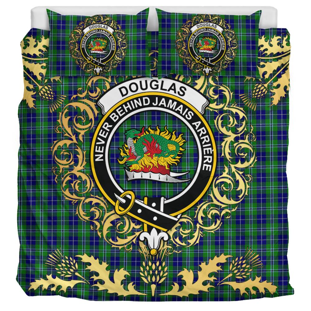Douglas 01 Tartan Crest Bedding Set - Golden Thistle Style