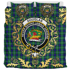 Douglas 01 Tartan Crest Bedding Set - Golden Thistle Style