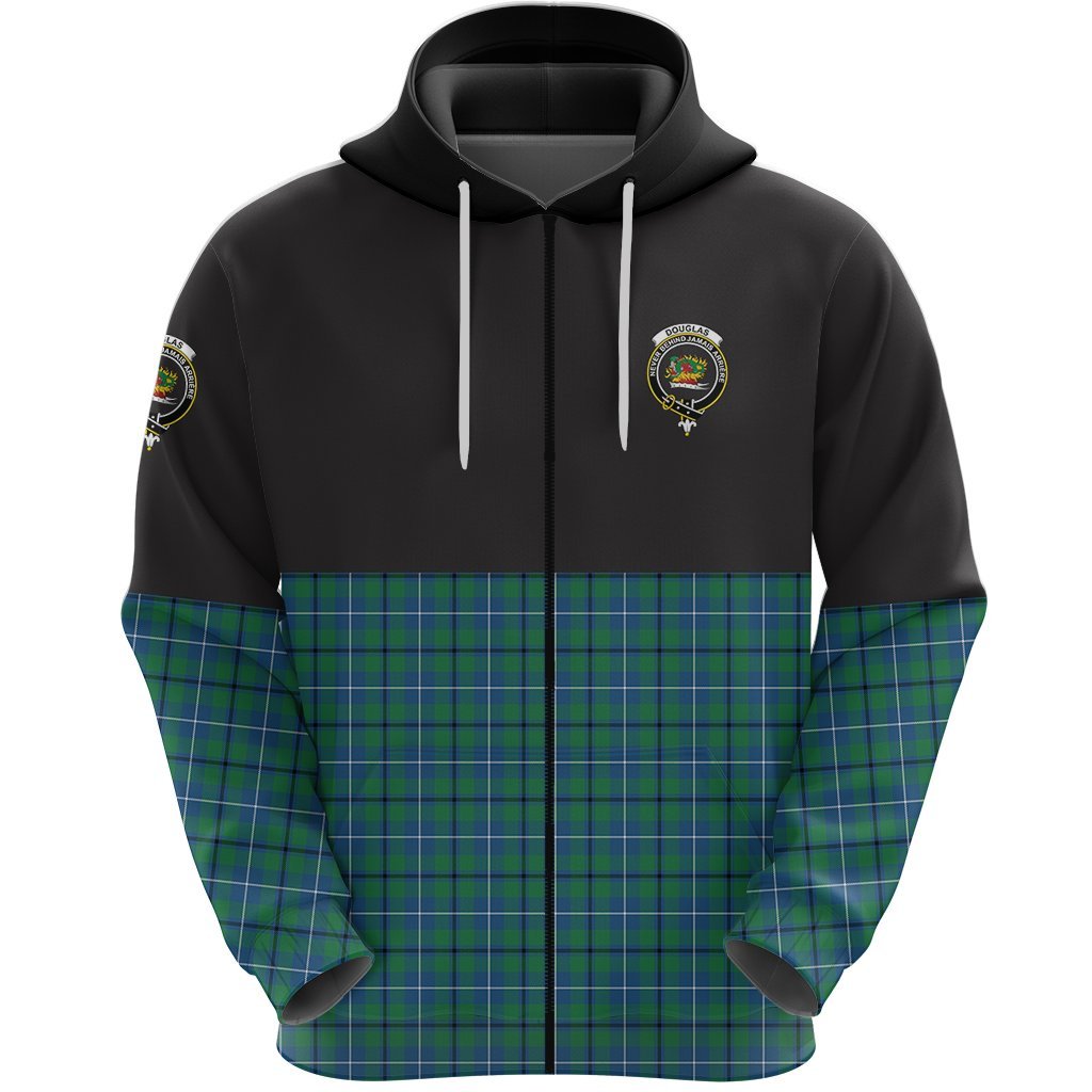 Douglas Ancient Clan Half Of Tartan Zipper Hoodie