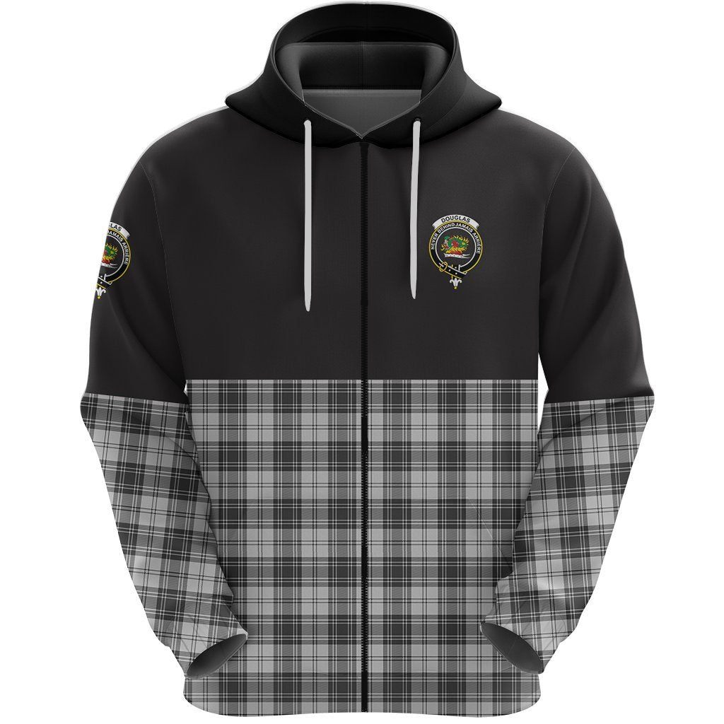 Douglas Grey Modern Clan Half Of Tartan Zipper Hoodie