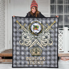 Douglas Grey Modern Tartan Crest Legend Gold Royal Premium Quilt