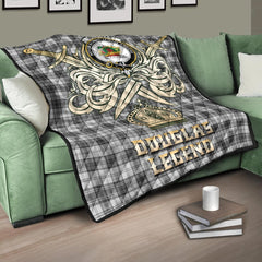 Douglas Grey Modern Tartan Crest Legend Gold Royal Premium Quilt