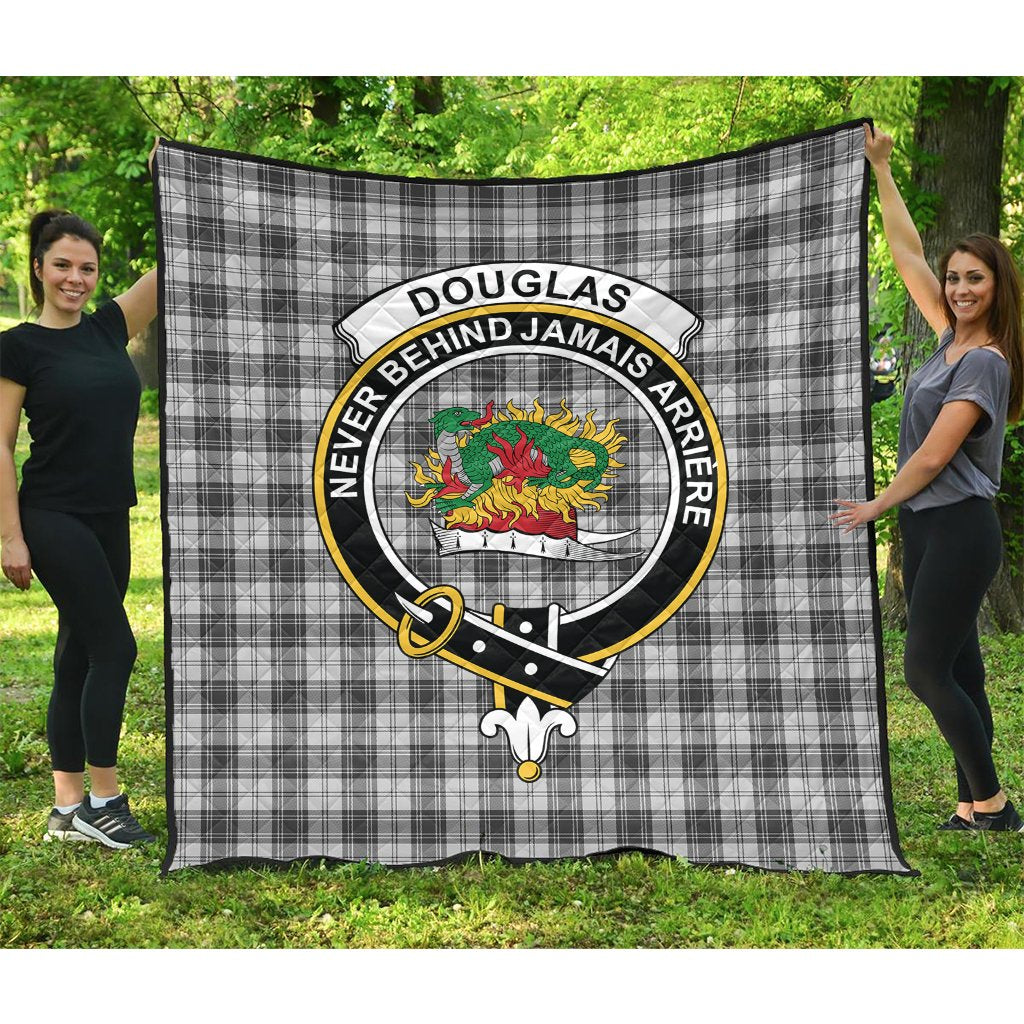 Douglas Grey Modern Tartan Crest Quilt
