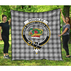 Douglas Grey Modern Tartan Crest Quilt