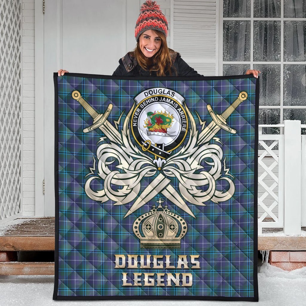Douglas Modern Tartan Crest Legend Gold Royal Premium Quilt