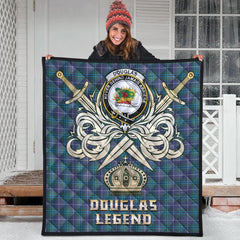 Douglas Modern Tartan Crest Legend Gold Royal Premium Quilt