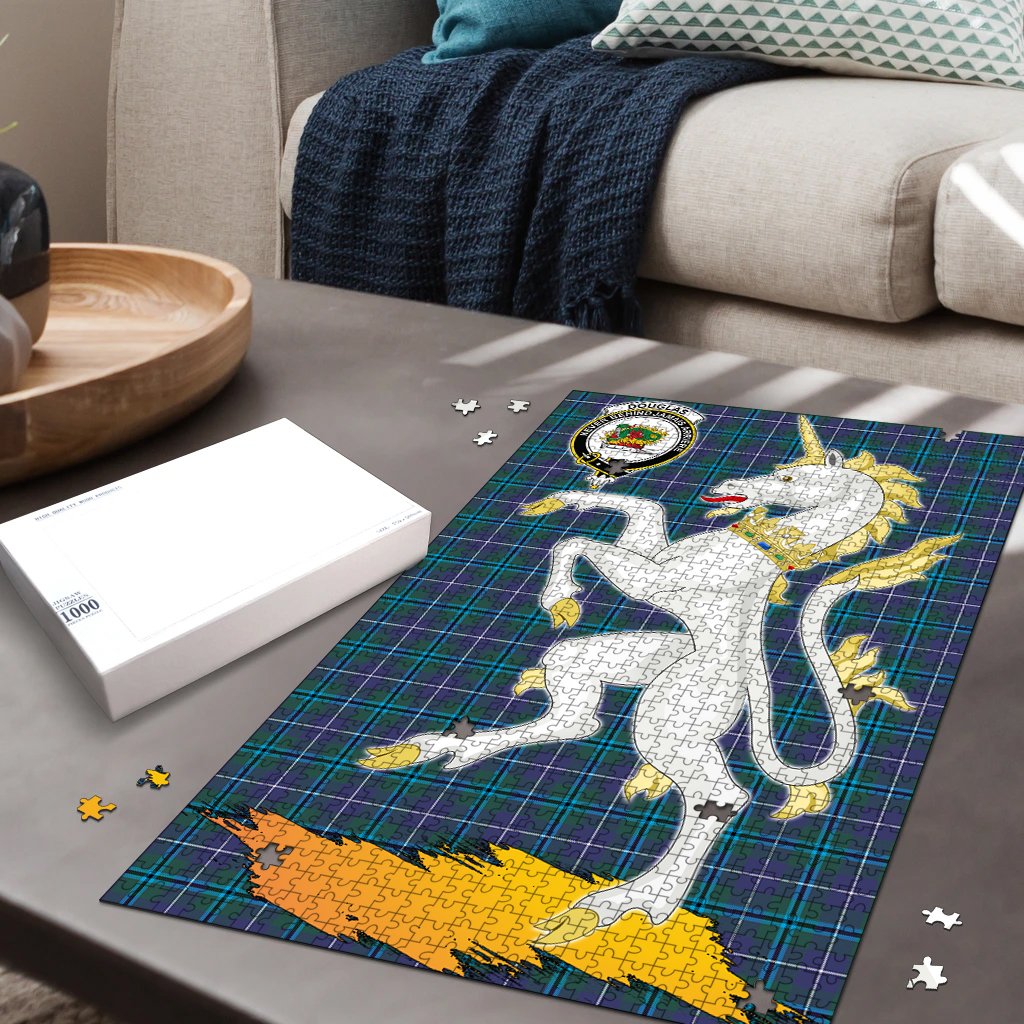 Douglas Modern Tartan Crest Unicorn Scotland Jigsaw Puzzles