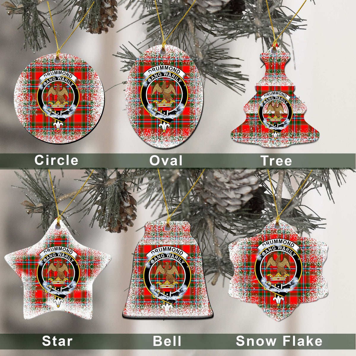 Drummond Tartan Christmas Ceramic Ornament - Snow Style