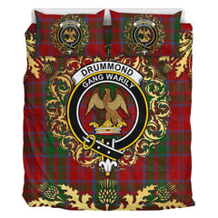 Drummond 01 Tartan Crest Bedding Set - Golden Thistle Style