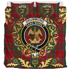 Drummond 01 Tartan Crest Bedding Set - Golden Thistle Style
