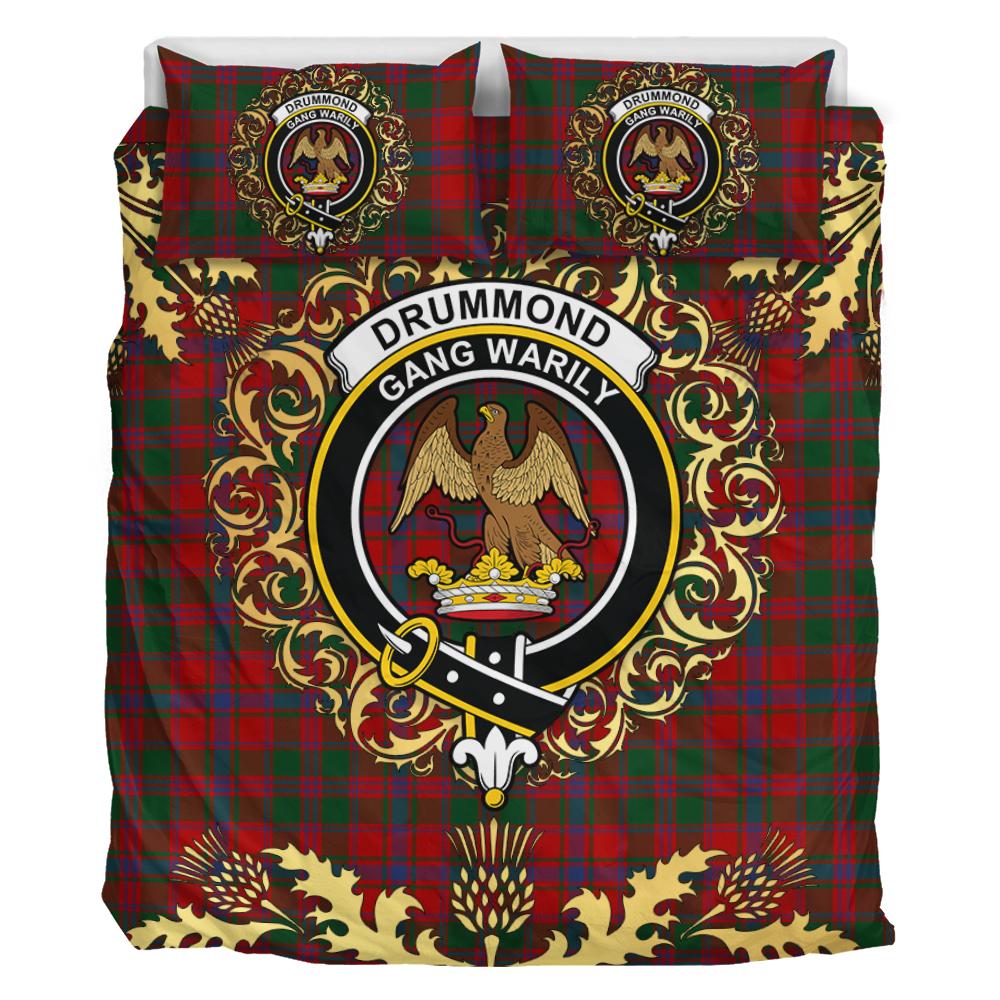 Drummond 02 Tartan Crest Bedding Set - Golden Thistle Style