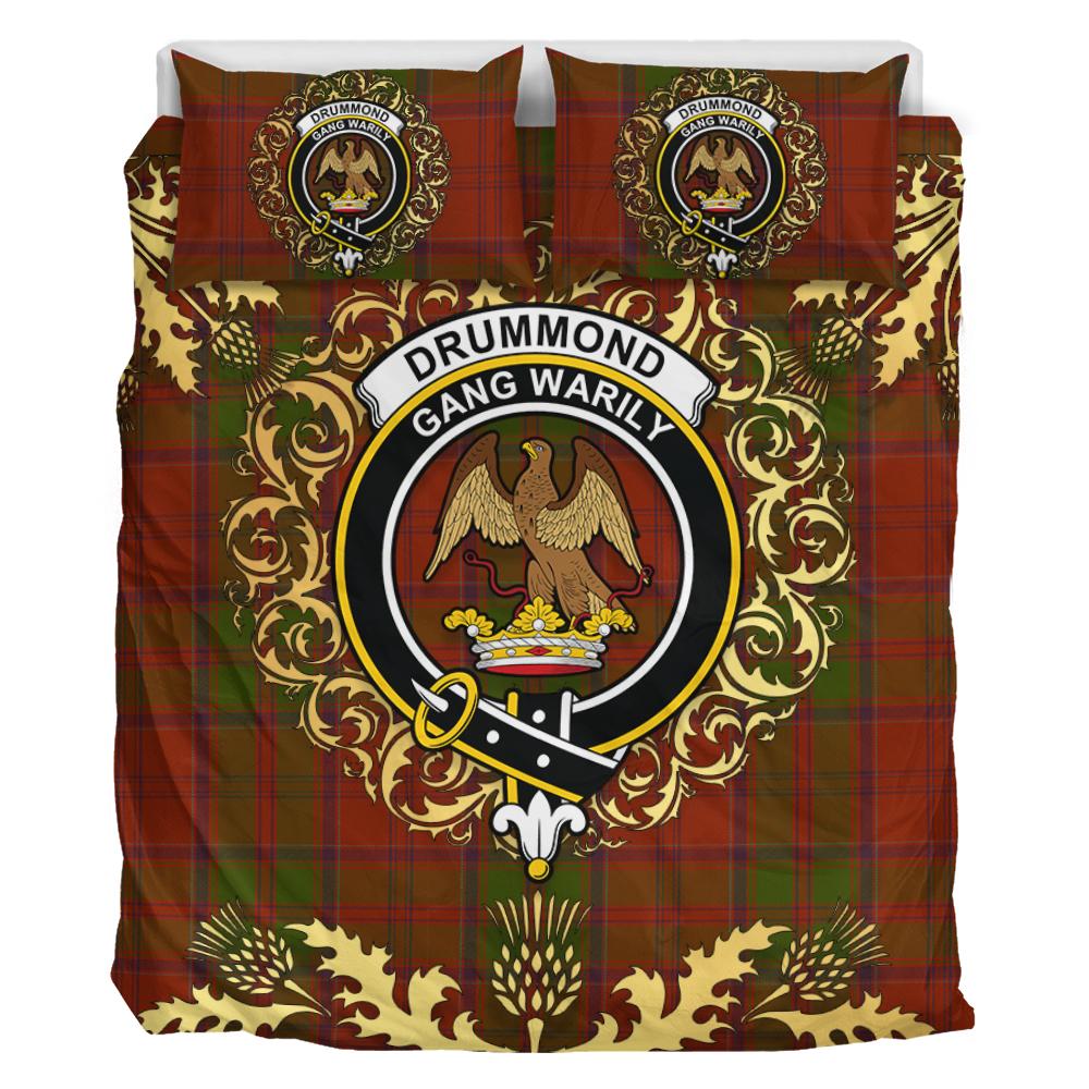 Drummond Tartan Crest Bedding Set - Golden Thistle Style