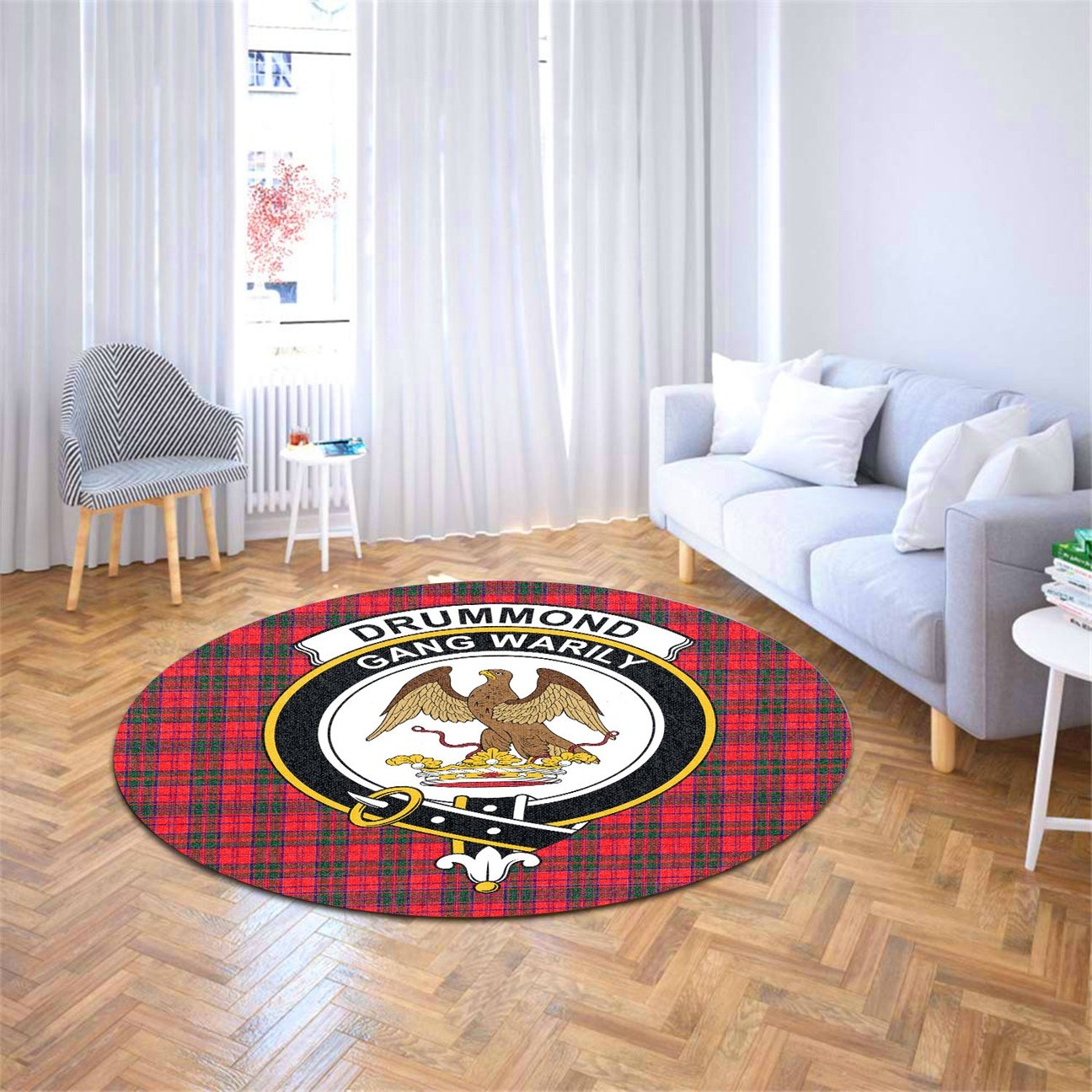 Drummond Modern Tartan Crest Round Rug