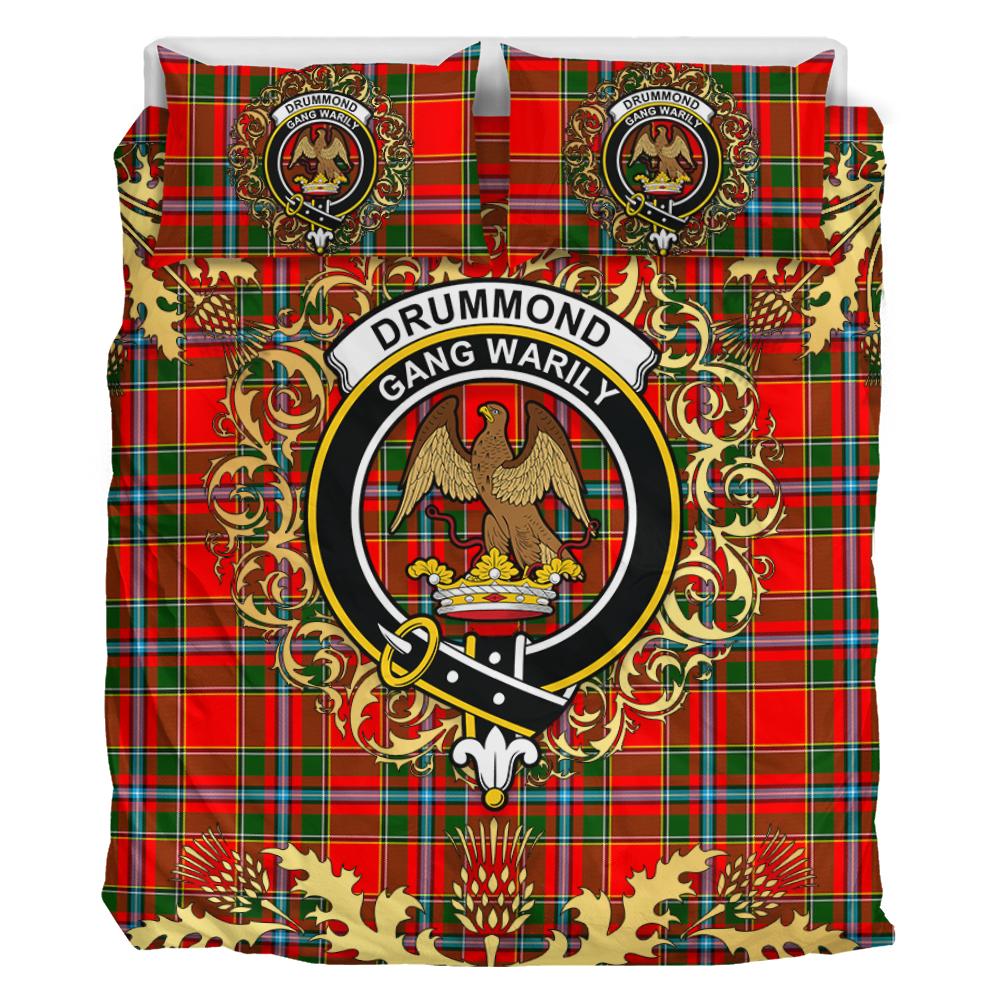 Drummond of Perth Tartan Crest Bedding Set - Golden Thistle Style