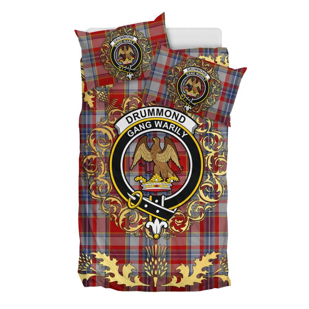 Drummond of Perth Dress 02 Tartan Crest Bedding Set - Golden Thistle Style
