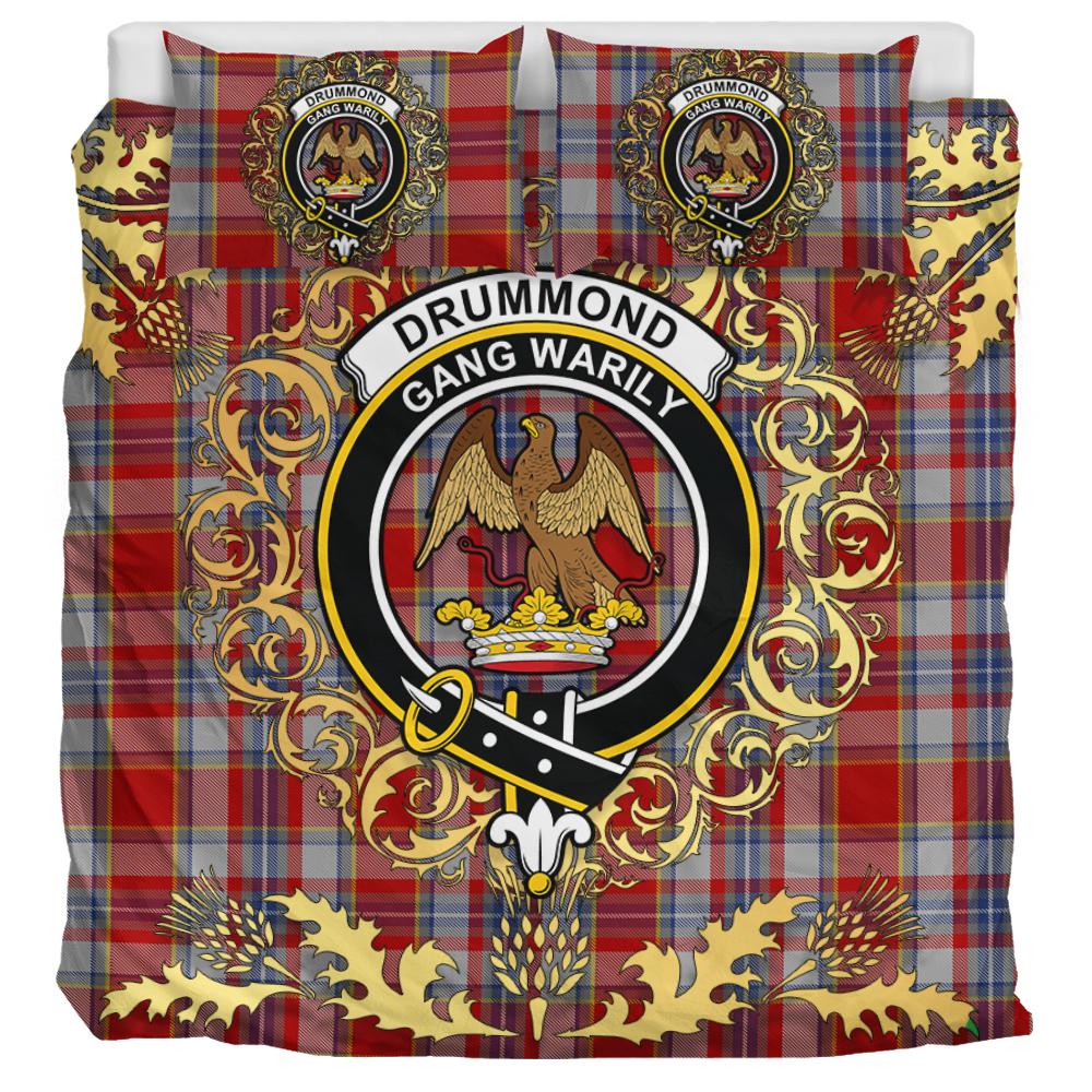 Drummond of Perth Dress 02 Tartan Crest Bedding Set - Golden Thistle Style